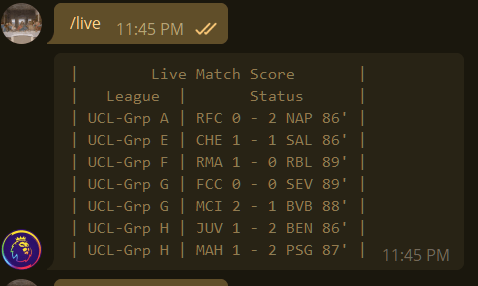 Match Notifier Telegram Bot